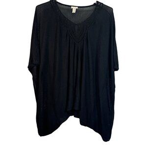 Chico's Black Crochet Trim Tunic Top L/XL